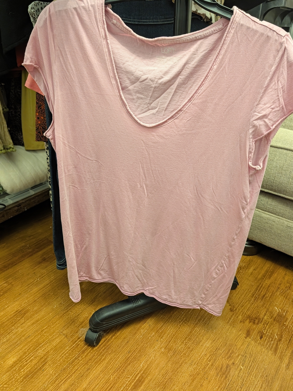 LOFT Light Pink Scoop Neck Short Sleeve Tee